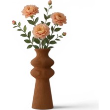 Vendly Premi̇um Iskandi̇nav Rusti̇k Plasti̇k 3D Dekorati̇f Vazo Kahverengi