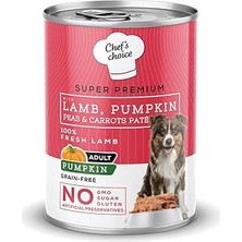 Renas Store Chef's Choice Yetişkin Köpekler Için, Tahılsız, Hipoalerjenik, Kuzu Etli, Balkabaklı, Bezelyeli ve Havuçlu Ezme, 400 G x 12 Adet