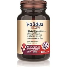 Renas Store Validus Glutathione 250 Mg + Acerola + Selenium + Liposomal Coenzyme Q10 30 Capsules