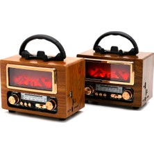 Renas Store USB Şarjlı - Şömine Ibreli Fm Radyo Retro Mp3 USB - Tf Player Speaker NS-901BT