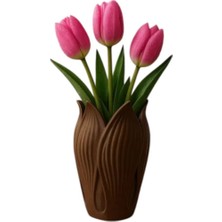 Vendly Lotus 3D Dekorati̇f Vazo cm Kahverengi