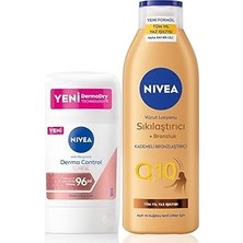 Renas Store Q10 Sıkılaştırıcı Bronzluk Vücut Losyonu 200ML ve Kadın Stick Deodorant Derma Control Clinical 50ML