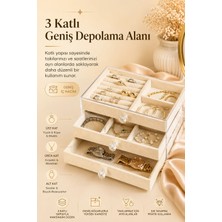 Renas Store Şeffaf Kapaklı Kadife Takı Kutusu Çekmeceli Yüzük Kolye Saat Organizeri