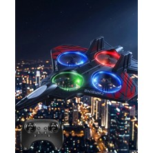 Renas Store LED Işıklı Uzaktan Kumandalı Drone Fighter Jet Tasarımlı 360 Derece Dönebilen Oyuncak Uçak