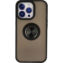 Renas Store Apple iPhone 13 Pro Max Kılıf Montreal Yüzüklü Silikon Kapak - Siyah