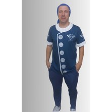 Vendly Lacivert Erkek T-Shirt Chef Baskılı Elyaf Kumaş