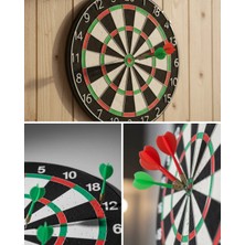 Renas Store Kaliteli Ahşap Dart Tahtası 12 Inç 4 Adet Metal Iğne Uçlu Ok