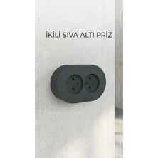 Renas Store Antrasit Renkli Ikili Topraklı Priz - Sıva Üstü Kullanım Için Uygun