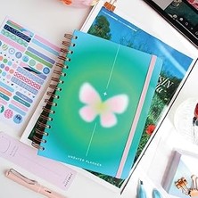 Renas Store Paperora A5 Spiralli Süresiz Renkli Planlayıcı Ajanda Motivasyon Sayfalı Kelebek