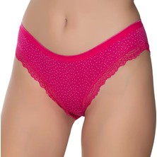 Gümüş 6066 12'li Kadın Likralı Paça Dantelli Puantiyeli Bikini