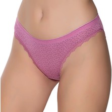 Gümüş 6066 12'li Kadın Likralı Paça Dantelli Puantiyeli Bikini