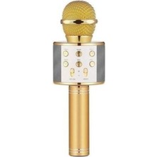 Renas Store Bluetooth Bağlantılı Altın Renkli Dahili Hoparlörlü Karaoke Mikrofon 2 Yıl Garantili