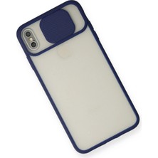 Renas Store Mey Ithalat®   iPhone Xs Max Kılıf Palm Buzlu Kamera Sürgülü Silikon - Lacivert