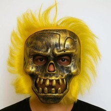 Renas Store Wild Skull - Bakır Kafatası Sarı Saçlı Iskelet Maske