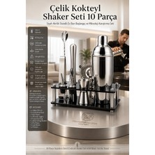 Transformacion 550 ml Kokteyl Shaker Seti 10 Parça Siyah Akrilik Standlı Profesyonel Paslanmaz Çelik   Ev Barı Başlangıç ve Miksoloji Karıştırma Seti