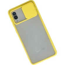 Renas Store Mey Ithalat®  Samsung Galaxy A02 Kılıf Palm Buzlu Kamera Sürgülü Silikon - Sarı