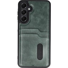 Renas Store Mey Ithalat®  Samsung Galaxy A15 4g Kılıf Sara Kartvizitli Deri Kılıf - Koyu Yeşil