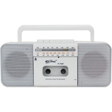 Renas Store Beyaz Nostaljik Radyo Bluetooth Bağlantılı Fm Radyo USB Mp3 Çalar Kaset Çalar 2 Yıl Garantili