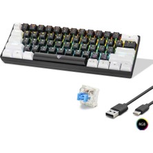 Renas Store Gaming Mekanik Rgb Klavye Blue Switch - Siyah Beyaz MF1701BW