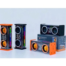 Renas Store Şeffaf Mecha Müzik Tws Stereo Rgb Işıklı Hoparlör Kablosuz Bluetooth 5.0 Taşınabilir Hoparlör V9