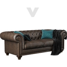 Veluxe Home & Living'den Roni Italyan Gerçek Deri Chester Hakiki Deri Chester Koltuk