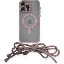 Renas Store Apple iPhone 12 Pro Max Kılıf Divo Lazer Askılı Magsafe Kapak - Pembe