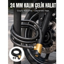 Renas Store Güçlü Çelik Halat Yapısıyla Motosiklet, Bisiklet ve Scooter Için Güvenli Kilit