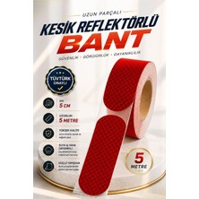 Nzb Tüvtürk Onaylı Reflektörlü Bant (5 Metre) 5 cm Kırmızı Kesikli Reflektif Fosforlu Şerit Ikaz Bandı