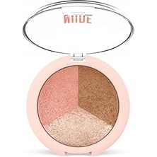 Renas Store Nude Look Baked Trio Face Powder - Fırınlanmış 3'lü Allık, Bronzer ve Aydınlatıcı Paleti