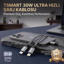 T&Smart Iphone 8 X Xs Xr 11 12 13 14 Pro Max Plus Uyumlu 30w Hızlı Şarj Kablosu Type C To Lightning