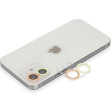 Renas Store Mey Ithalat®   iPhone 12 Mini Renkli Kamera Lens Koruma Cam - Sarı-Turuncu