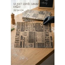 Renas Store Vintage Tasarım Servis Sunum Kağıdı & Yağlı Kağıt Seti (35X24 Cm)