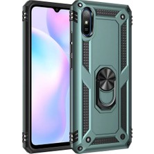 Renas Store Xiaomi Redmi 9A Kılıf Sofya Yüzüklü Silikon Kapak - Yeşil