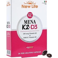 Renas Store New Life Mena K2 D3 30 Kapsül - 100MCG K2 Vitamini + 1000IU D3 Vitamini