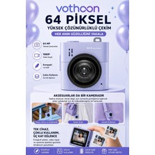 Renas Store Mini Dijital Kamera 64MP 16X Digital Zoom Retro Vintage 1.4’’ekranlı Video Kamera Taşınabilir Tasarım Mavi