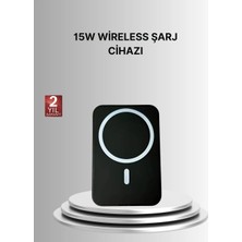 Renas Store 360° Döner Başlıklı Magsafe Araç Telefon Tutucu 15W Güvenli Kablosuz Şarj
