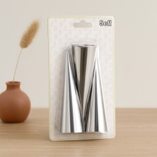 Renas Store Metal Pasta Dekorasyon Kalıbı 3'lü (Çap 3.4 cm x 12 Cm)
