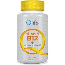 Renas Store Qlife Vitamin B12 + Biotin &amp; Folik Asit 60 Kapsül