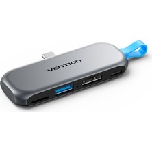 Vention 4'ü 1 Arada Alüminyum Alaşımlı Kablosuz Type-C Hub Çoklayıcı - 4K HDMI USB 3,2 Tf Gri (Thyh0)