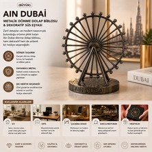 Hediye Bahçesi Büyük Boy Metalik Dönme Dolap Biblosu - Ain Dubai Figürü - Krom ve Bakır - Dekoratif Tasarım