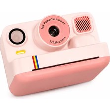 Renas Store Beyaz Anında Baskılı Çocuk Dijital Kamera Termal Yazıcılı Fotoğraf Makinesi Hd Video 16X Zoom Şarjlı