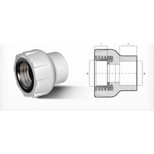 Renas Store Mey Ithalat® Ege Yıldız Pprc 25X1/2 Dişi Adaptör Gri