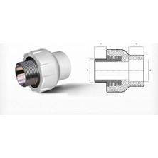 Renas Store Mey Ithalat® Ege Yıldız Pprc 50X1 1/2 Erkek Adaptör Gri