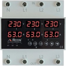Rcon Rcv 05 Ev Tipi Trifaze Akım Voltaj Koruyucu 63 A Sigorta