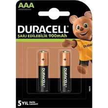 Renas Store Duracell HR03/DX2400 Şarjlı 900 Mah 2'li Aaa Ince Kalem Pil