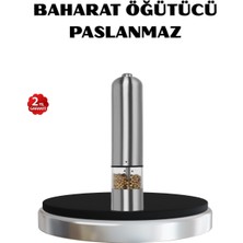 Renas Store Mey Ithalat® Modern Otomatik Baharat Öğütücü Seti – Pilli, Paslanmaz Çelik, LED Aydınlatmalı