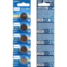 Renas Store Philips CR2032 3V Lityum Mini Düğme Para Pil (Blister 5'lı Paket)