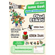 Okul Etiketi Kalem Defter Isimli Etiket Isim Yazılabilen Minecraft - 190 Adet Özel Yeni Tasarım