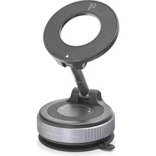 Renas Store Magsafe Uyumlu Manyetik Vantuzlu 360° Döner Araç Içi Telefon Tutucu Metal - Siyah HDX8028
