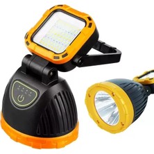 Renas Store Powermaster PM-8033A Solar Şarjlı 6 Modlu El Feneri ve Işıldak Acil Durum Lambası (Beyaz Sarı Kırmızı)
